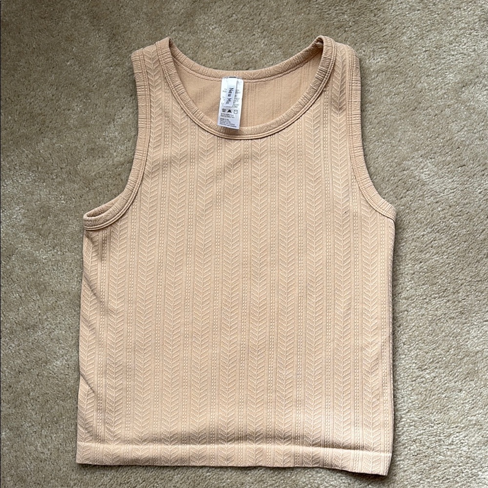 New Mix Beige Textured Tank Top
